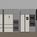 Modern White And Gray Refrigerators And Freezers With Kitchen Cabinets And Ovens