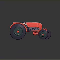 3D Rendered Red Tractor Model Featuring Green Wheels And Vintage Cartoon Design