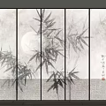 New Chinese Style Mural Screen Partition New Chinese Style Background Wall Song Style Aesthetics Bamboo Mural Partition 3d model