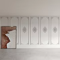 White Wall Paneling With Intricate Decorative Patterns And Side Artwork In Modern Interior 3d model