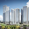 Aerial Planning Of Modern High Rise Buildings With Greenery And Urban Landscape