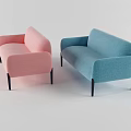 Modern Two Seater Sofas Pink And Blue Upholstered With Black Legs Design 3d model