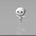 Cute White Cartoon Character With Green Seedling On Head And Blue Bow Tie Smiling