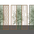 Light Luxury Partition Lattice Glass Screen Partition 3d model