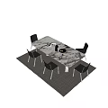 Modern Marble Dining Table Set With Chairs Grey Rug And Tabletop Decor 3d model