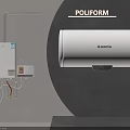 Modern Wall Mounted Electrical Appliances With Water Heater And Control Panel 3d model