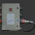 Industrial Electrical Control Box With Metal Enclosure Red Button And Cables
