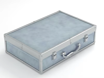 Silver Metal Suitcase With Textured Surface Aluminum Frame Handle And Latches 3d model