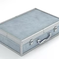 Silver Metal Suitcase With Textured Surface Aluminum Frame Handle And Latches