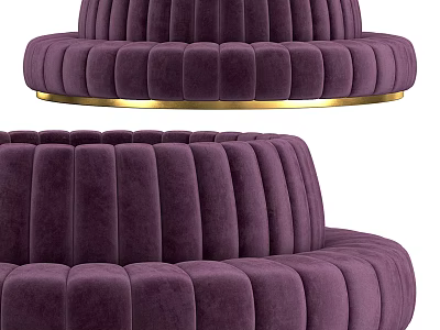 Purple Velvet Sectional Sofa With Modern Design And Gold Trim Details 3d model