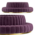 Purple Velvet Sectional Sofa With Modern Design And Gold Trim Details