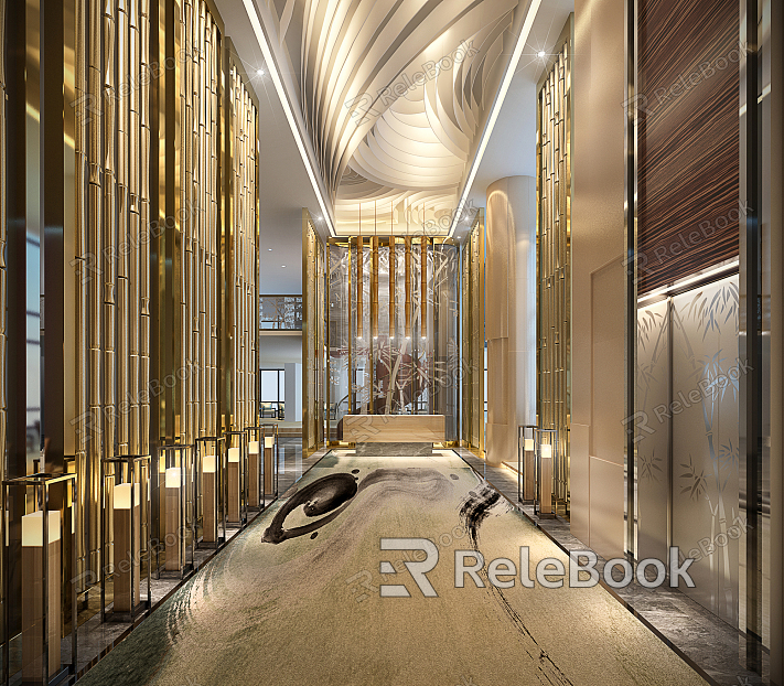 New Chinese Lobby Elevator Lobby model