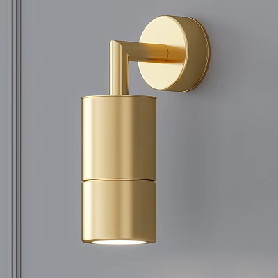 Modern Gold Cylindrical Wall Light Design With Sleek Finish For Grey Wall Interior 3d model