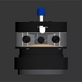 Technical Device With Blue Top Black Body And Circular Platform Featuring Cameras