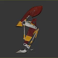 Red And Yellow Mechanical Arm With Metal Structure For Industrial Use
