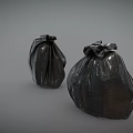 Durable Black Trash Bags For Household Use With Drawstring Design 3d model