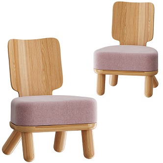 Wood Leisure Chair Fabric Leisure Chair Children's Chair Low Chair Kindergarten Seat 3d model