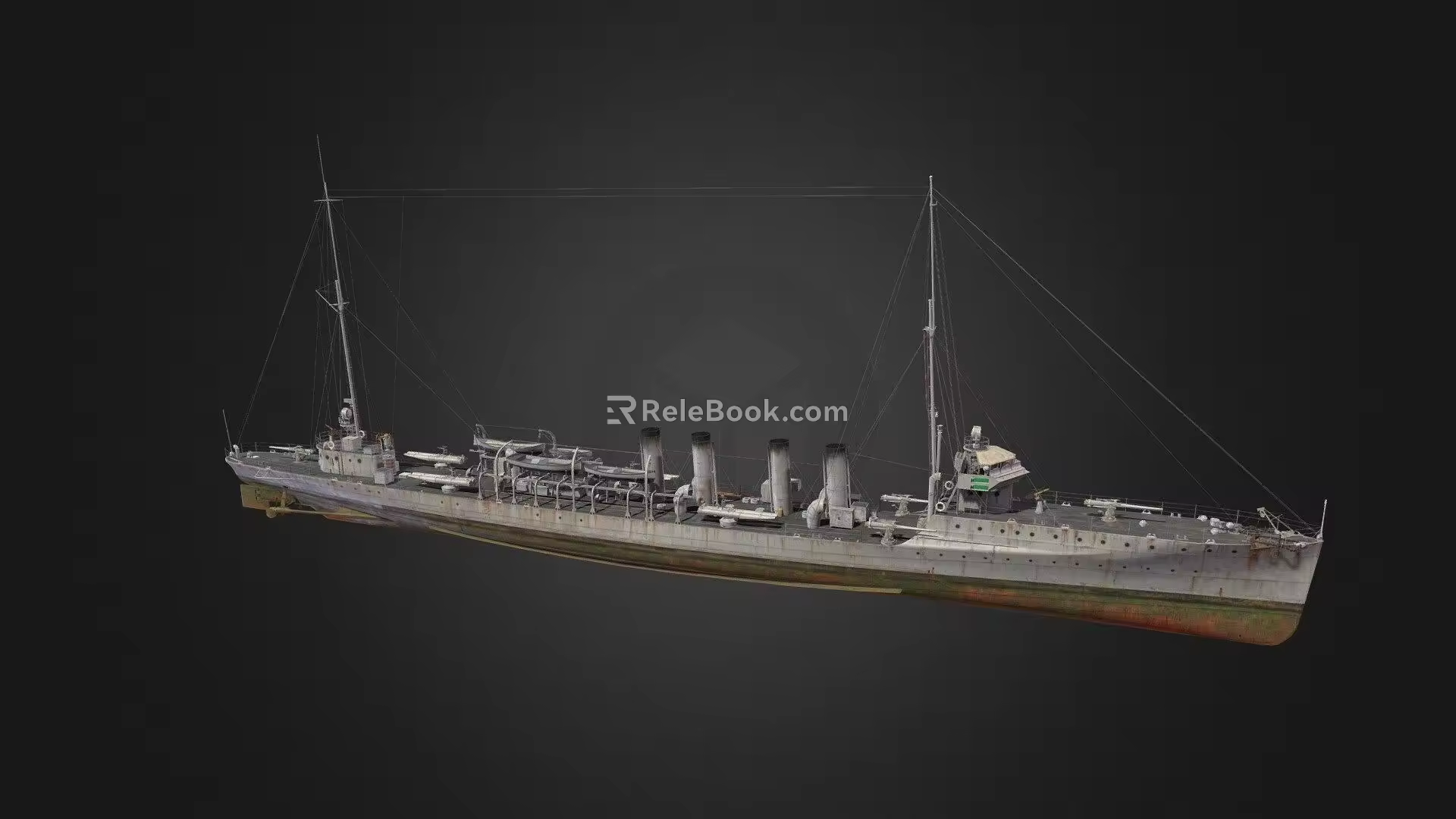 modern warship destroyer weapon ship 3d model
