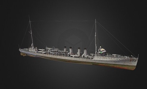 modern warship destroyer weapon ship 3d model