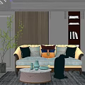 European-style double sofa fabric double sofa 3d model