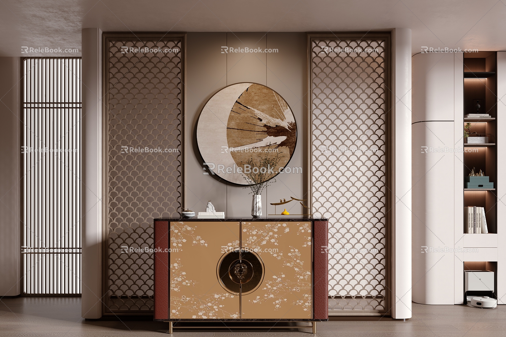 New Chinese Style Entrance Aisle New Chinese Style Entrance Cabinet Screen Partition 3d model