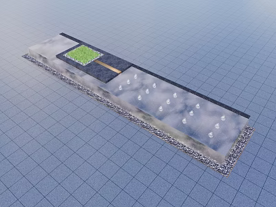 Modern Water Fountain With Green Lawn And Water Jets In Landscape Design 3d model
