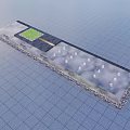 Modern Water Fountain With Green Lawn And Water Jets In Landscape Design