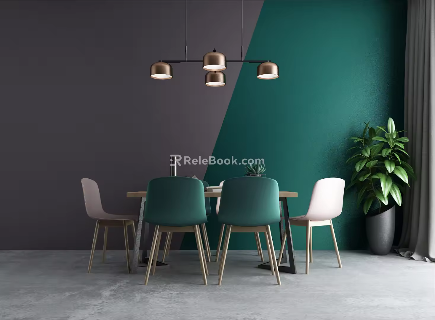 Modern Dining Table and Chair Combination 3d model
