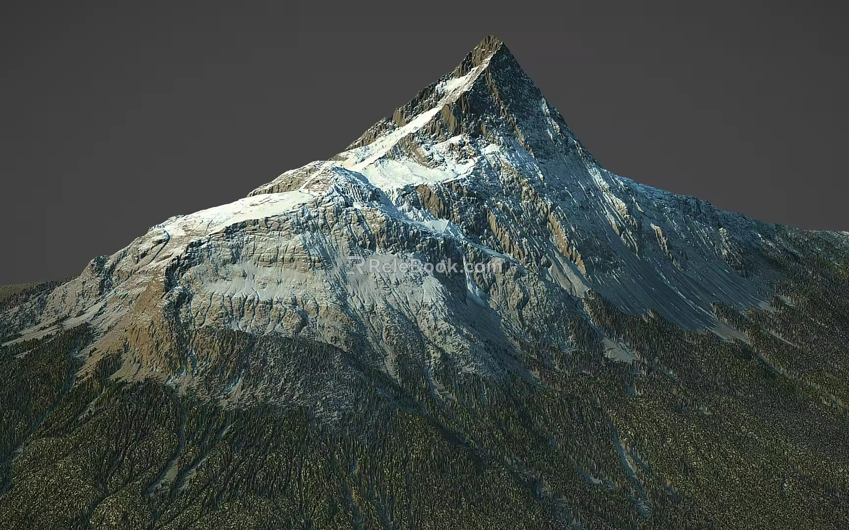 mountain peak terrain of snow mountain range 3d model