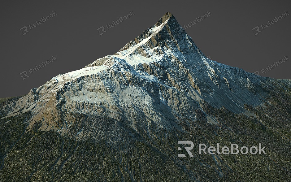 mountain peak terrain of snow mountain range model