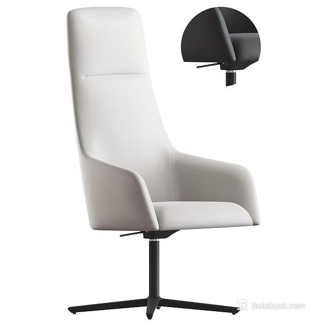 Modern White Leather Office Chair With High Backrest And Adjustable Headrest 3d model 