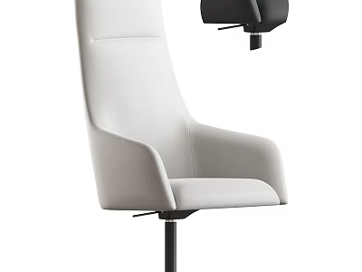 Modern White Leather Office Chair With High Backrest And Adjustable Headrest 3d model