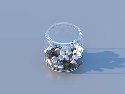 Transparent Glass Jar With Silver And Pink Small Decorative Household Accessories 3d model