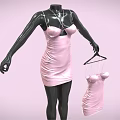 Fashionable Pink Bodycon Sleeveless Dress Displayed On Mannequin With Hanger
