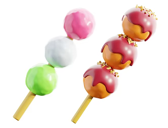 Modern Skewers Croquettes Food Cartoon Food 3d model