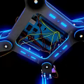 Futuristic Mechanical Creature With Blue Neon Lights And Complex Robotic Structure 3d model