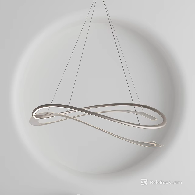 Modern Curved Infinity Chandelier With Sleek Metallic Hanging Design 3d model 