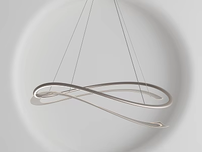 Modern Curved Infinity Chandelier With Sleek Metallic Hanging Design 3d model