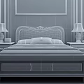 Classic Bedroom Interior Background Double Bed Wooden Frame Leather Headboard Bedside Tables Lamps Green Plant