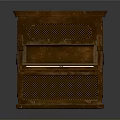 Vintage Brown Wooden Piano With Classic Grille Design And Black White Keys
