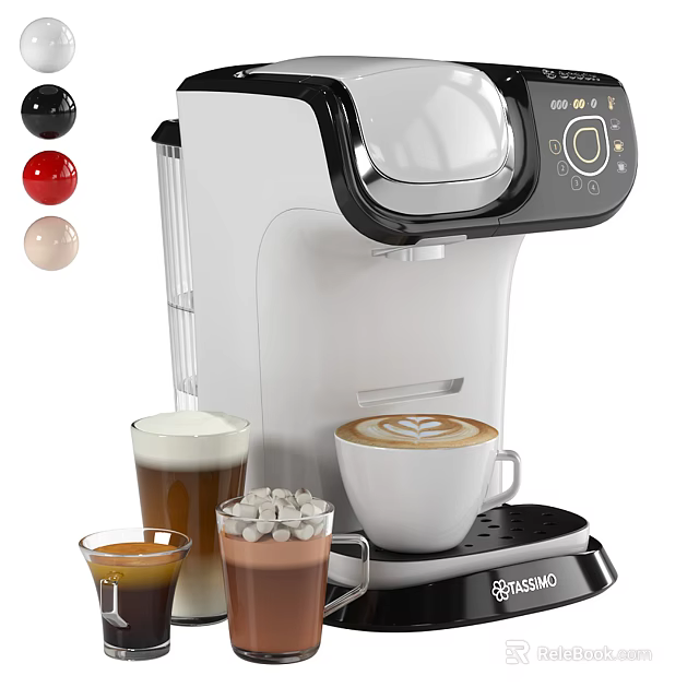 Sharp Automatic Coffee Machine With Colorful Capsules Latte Art And Marshmallow Drinks 3d model 