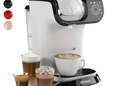 Sharp Automatic Coffee Machine With Colorful Capsules Latte Art And Marshmallow Drinks 3d model