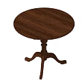 Classic Wooden Round Table with Pedestal Base and Curved Three Legs Design