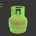 Red Propane Gas Cylinder With Metal Handle And Valve On Dark Background