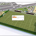 Green Grass Soccer Field With White Lines Goalposts And Surrounding Fence