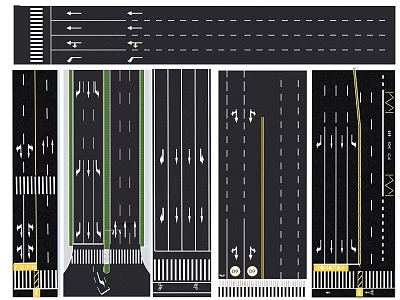 Detailed Road Facilities Design With Lane Lines Arrows Crosswalks And Dividers 3d model