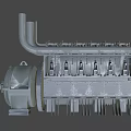Industrial Engine With Multiple Cylinders Pipes Mechanical Structure And Metal Parts