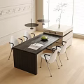 Modern Dining Table and Chair Combination Island Table Dining Table and Chair Chandelier 3d model