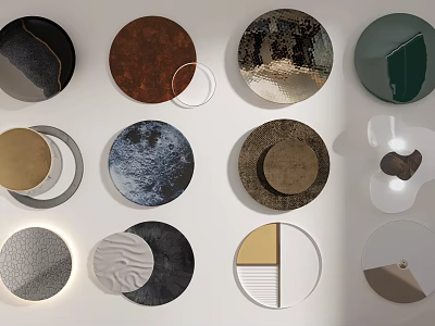 Stylish Circular Wall Decor with Various Textured Designs and Colorful Patterns 3d model