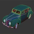 Vintage Blue Classic Car With Sleek Body Design And White Wall Tires